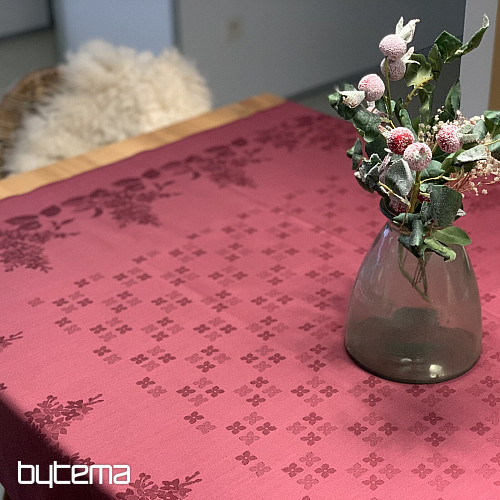 Prt DAMASK rože bordo 120x140