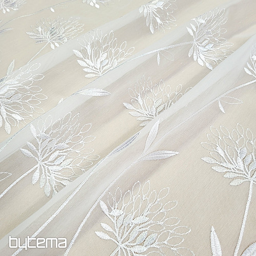 Luksuzna zavesa GERSTER 11868 bela vezenina