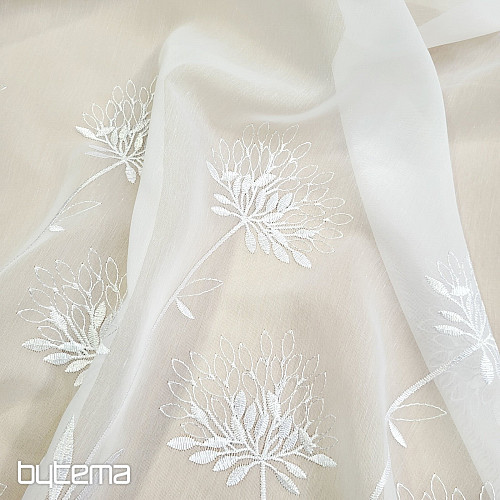 Luksuzna zavesa GERSTER 11868 bela vezenina