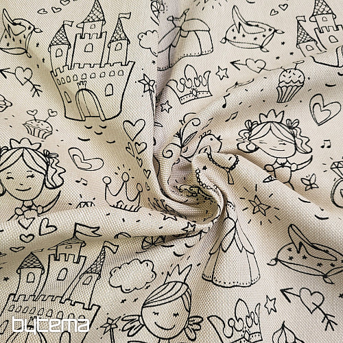 PRINCESA slikarska tkanina na enobarvnem ozadju