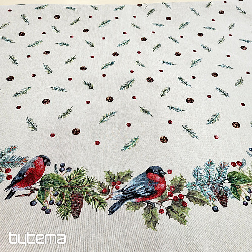 Okrogel božični tapiserijski prt ZIMSKA PTICA