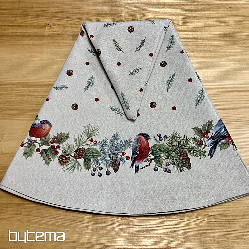 Okrogel božični tapiserijski prt ZIMSKA PTICA