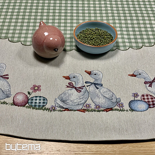 Okrogel tapiserijski prt HUSSIČKY ZELENO KARIRANO