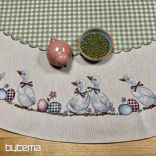 Okrogel tapiserijski prt HUSSIČKY ZELENO KARIRANO