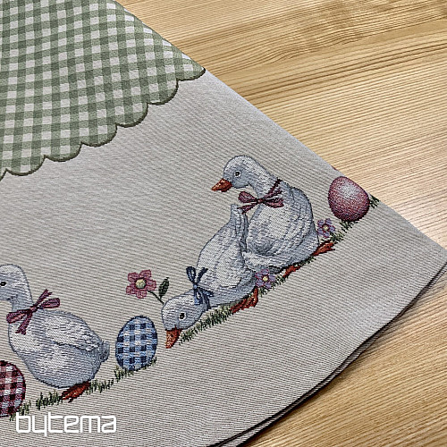 Okrogel tapiserijski prt HUSSIČKY ZELENO KARIRANO