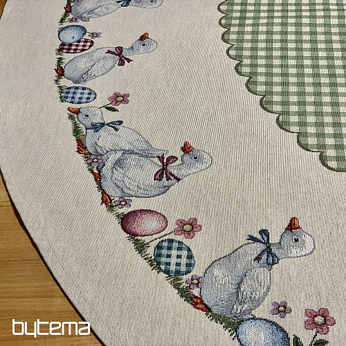 Okrogel tapiserijski prt HUSSIČKY ZELENO KARIRANO