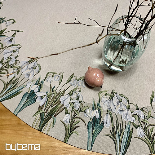 Okrogel tapiserijski prt SNOWFLAKES