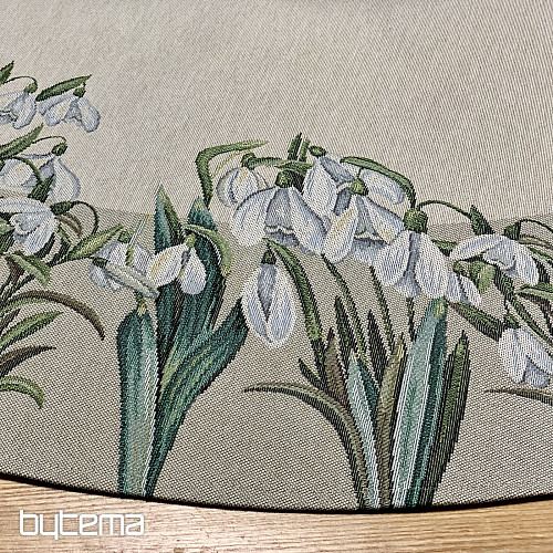 Okrogel tapiserijski prt SNOWFLAKES