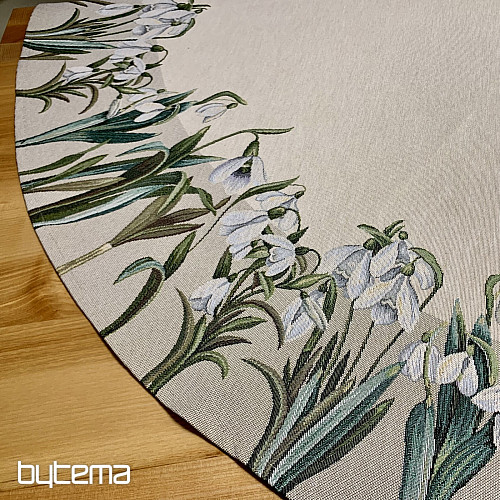 Okrogel tapiserijski prt SNOWFLAKES