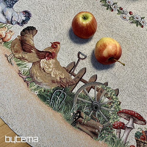 Okrogel tapiserijski prt ROCK BY THE FENCE