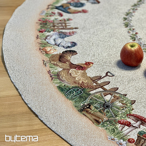 Okrogel tapiserijski prt ROCK BY THE FENCE