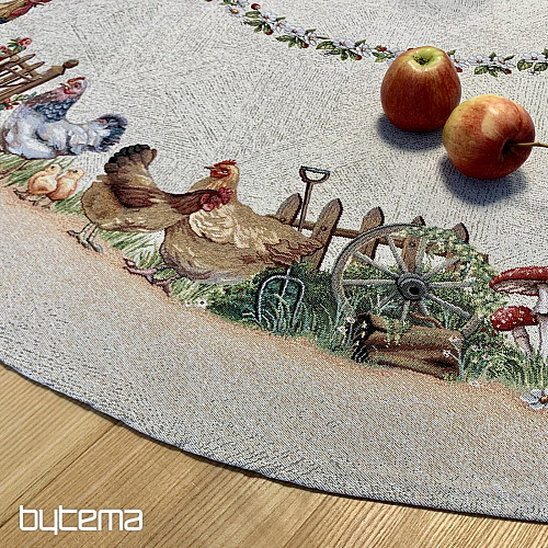 Okrogel tapiserijski prt ROCK BY THE FENCE