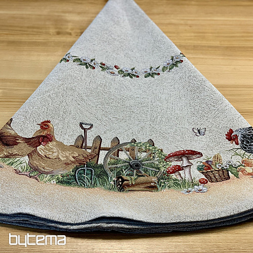 Okrogel tapiserijski prt ROCK BY THE FENCE