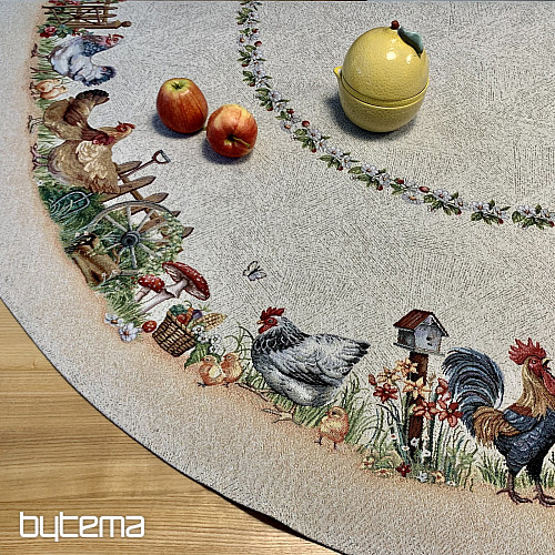 Okrogel tapiserijski prt ROCK BY THE FENCE