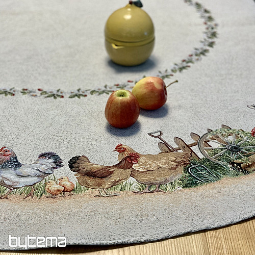 Okrogel tapiserijski prt ROCK BY THE FENCE