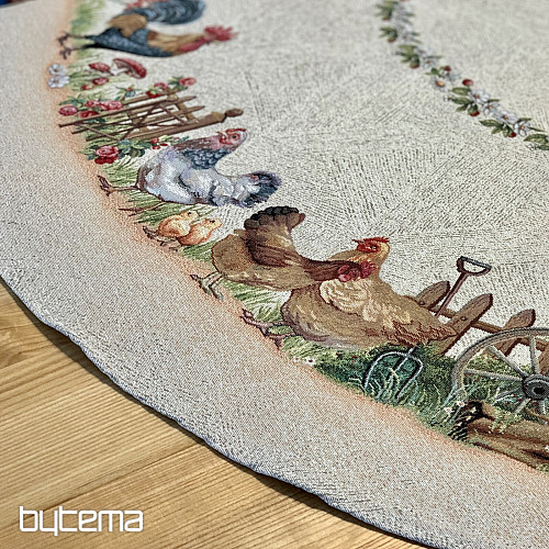 Okrogel tapiserijski prt ROCK BY THE FENCE