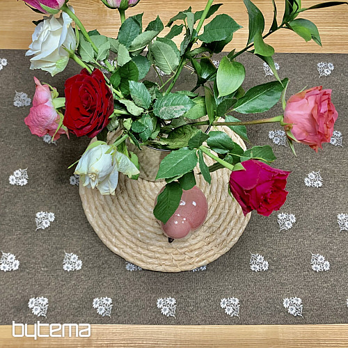 Žakard šal ALPSKO CVETLIČJE RJAVO