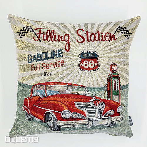 Tapiserijska prevleka za vzglavnik BENZINSKA ČRPALKA ROUTE 66