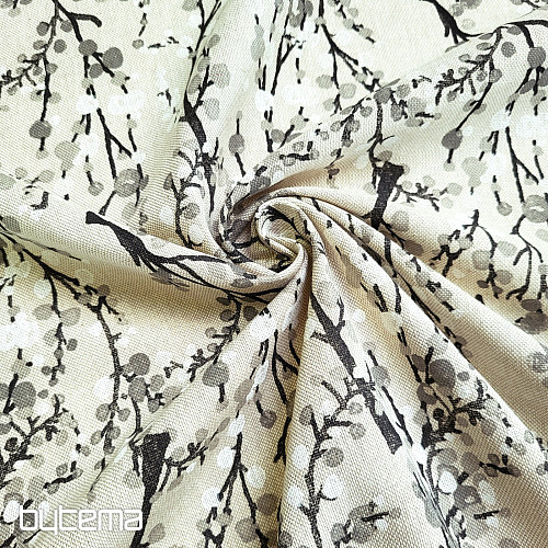 Dekorativna tkanina TREE BUBBLES SIVA