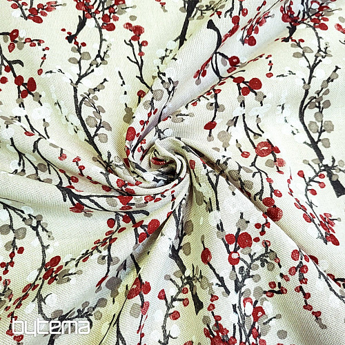 Dekorativna tkanina TREE BUBBLES RDEČA