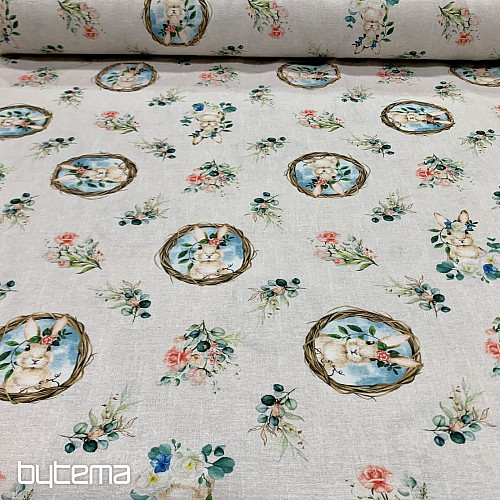 Dekorativna tkanina VELIKONOČNI ZAJČEK z vrtnico