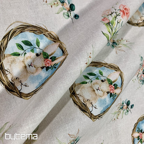 Dekorativna tkanina VELIKONOČNI ZAJČEK z vrtnico