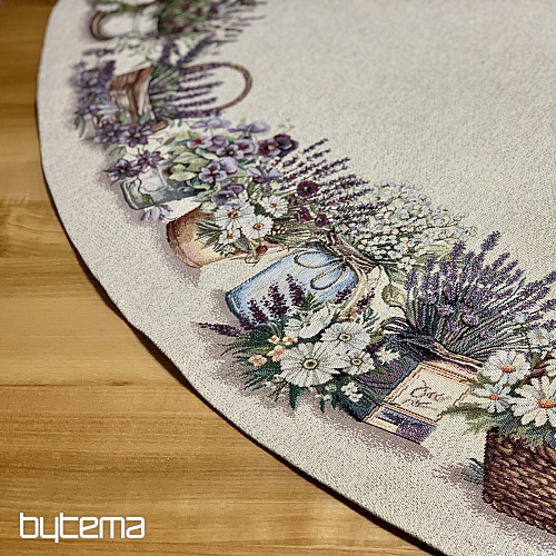 Okrogel tapiserijski prt LEPOTA V KOŠARICI