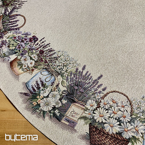 Okrogel tapiserijski prt LEPOTA V KOŠARICI