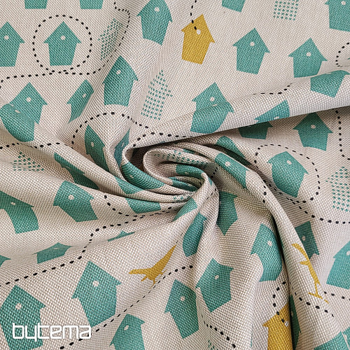 Bombažna tkanina PTIČJE HIŠICE