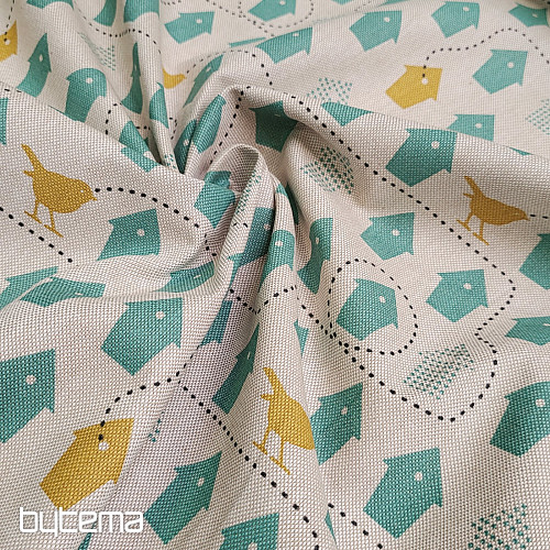 Bombažna tkanina PTIČJE HIŠICE