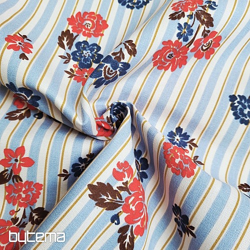 Bombažna tkanina MODRA ČRTNA RIMCHA