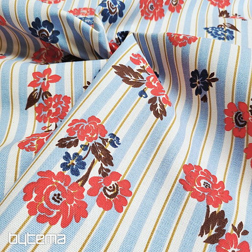 Bombažna tkanina MODRA ČRTNA RIMCHA