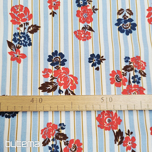 Bombažna tkanina MODRA ČRTNA RIMCHA