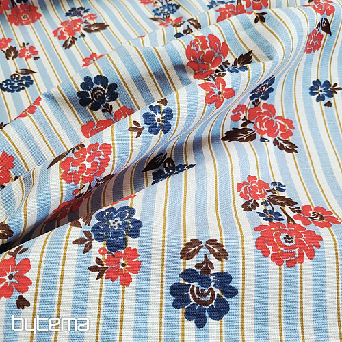 Bombažna tkanina MODRA ČRTNA RIMCHA