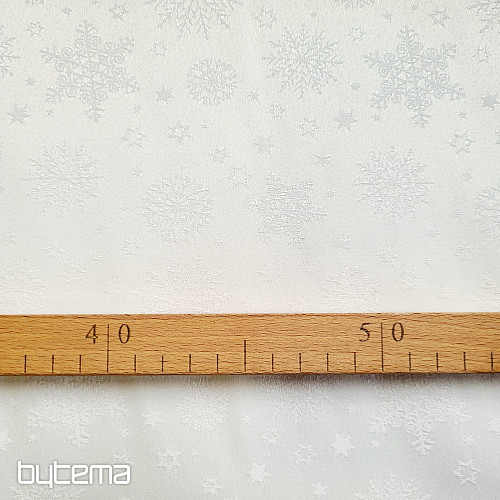 Dekorativna enobarvna tkanina FLAKES MEŠANICA BEL