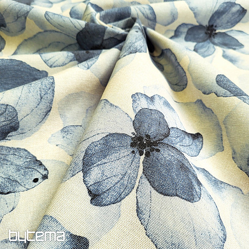 Dekorativna tkanina TUTUKI FLOWER MODRA