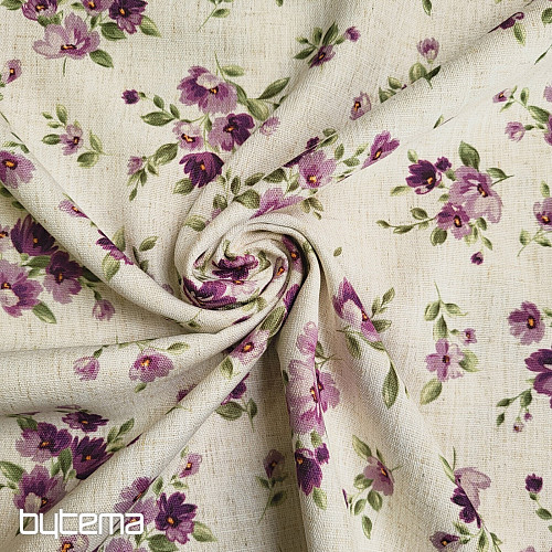Dekorativna tkanina FLOWERS LINO vijolična