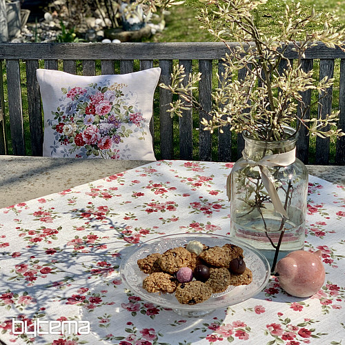 Prt in šal FLOWERS LINO rdeč