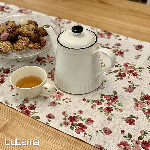 Prt in šal FLOWERS LINO rdeč