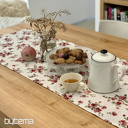 Prt in šal FLOWERS LINO rdeč