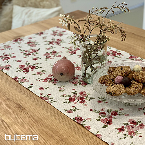 Prt in šal FLOWERS LINO rdeč