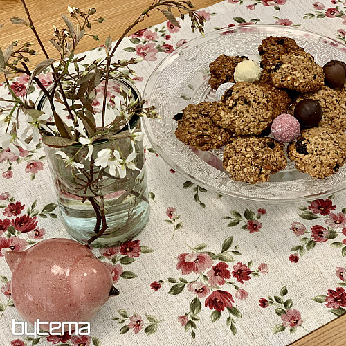 Prt in šal FLOWERS LINO rdeč