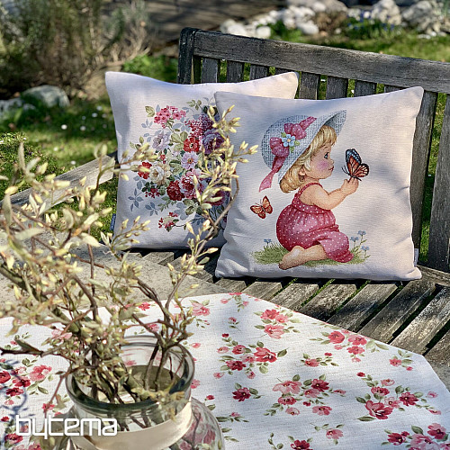 Prt in šal FLOWERS LINO rdeč