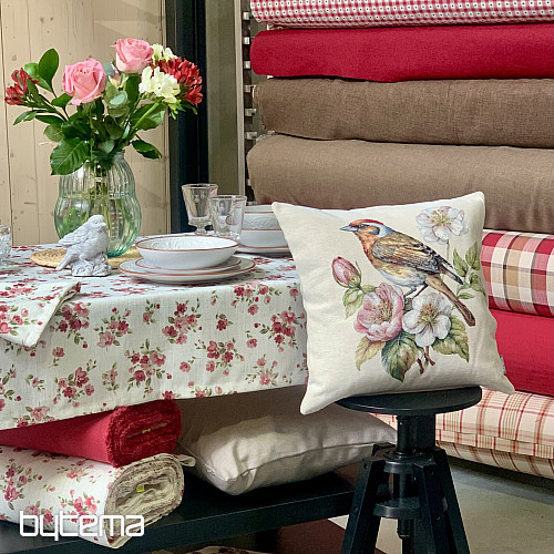 Prt in šal FLOWERS LINO rdeč