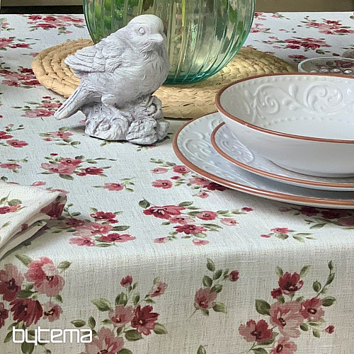 Prt in šal FLOWERS LINO rdeč