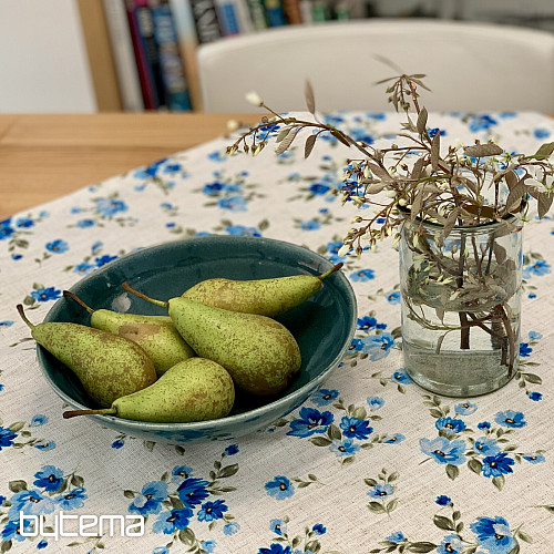 Prt in šal FLOWERS LINO moder