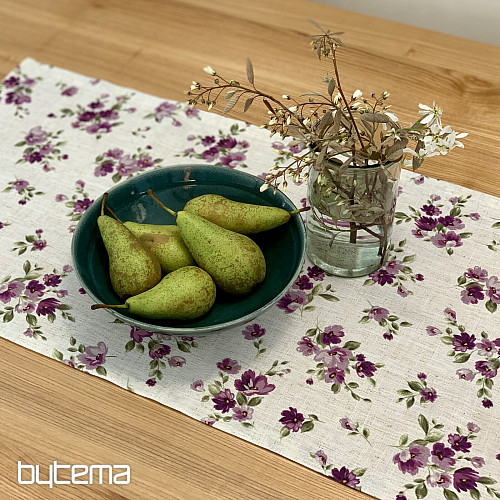 Prt in šal FLOWERS LINO vijoličen