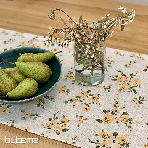 Prt in šal FLOWERS LINO rumen