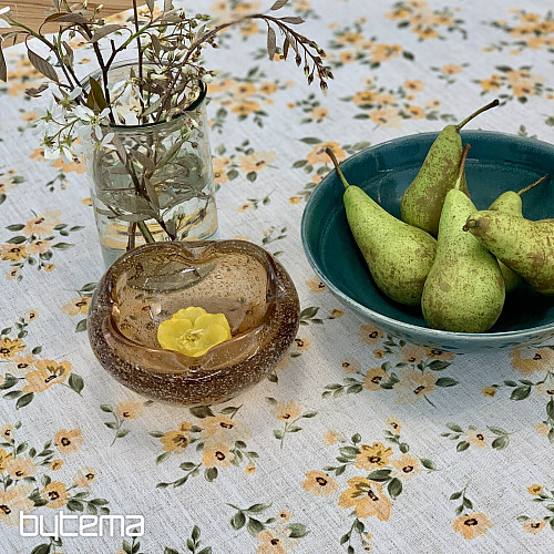 Prt in šal FLOWERS LINO rumen