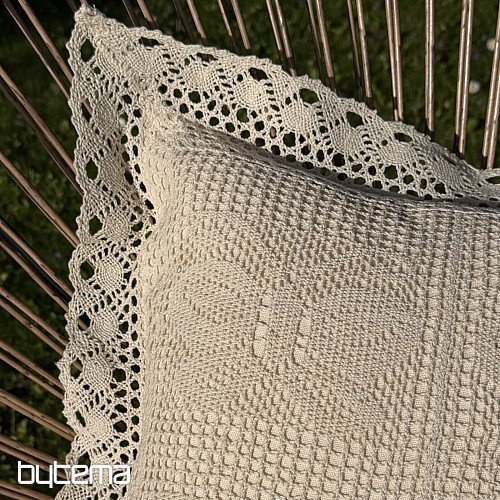 Dekorativna prevleka za vzglavnik ČIPKA METULJ bež